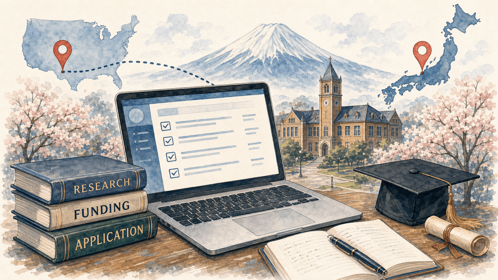 Graduate funding and application research illustration