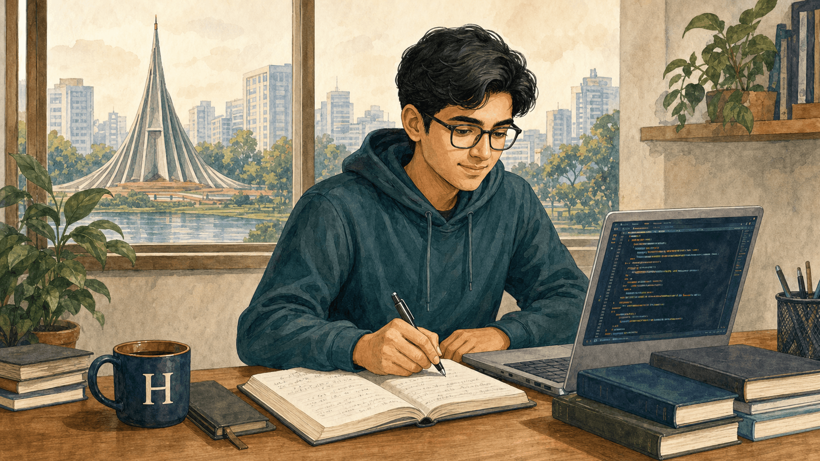 Student learning programming in Bangladesh